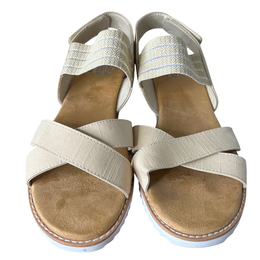 BOBS Skechers‎ Sandals 8.5 Wide Desert Kiss Hi Tea Time Natural Wedge